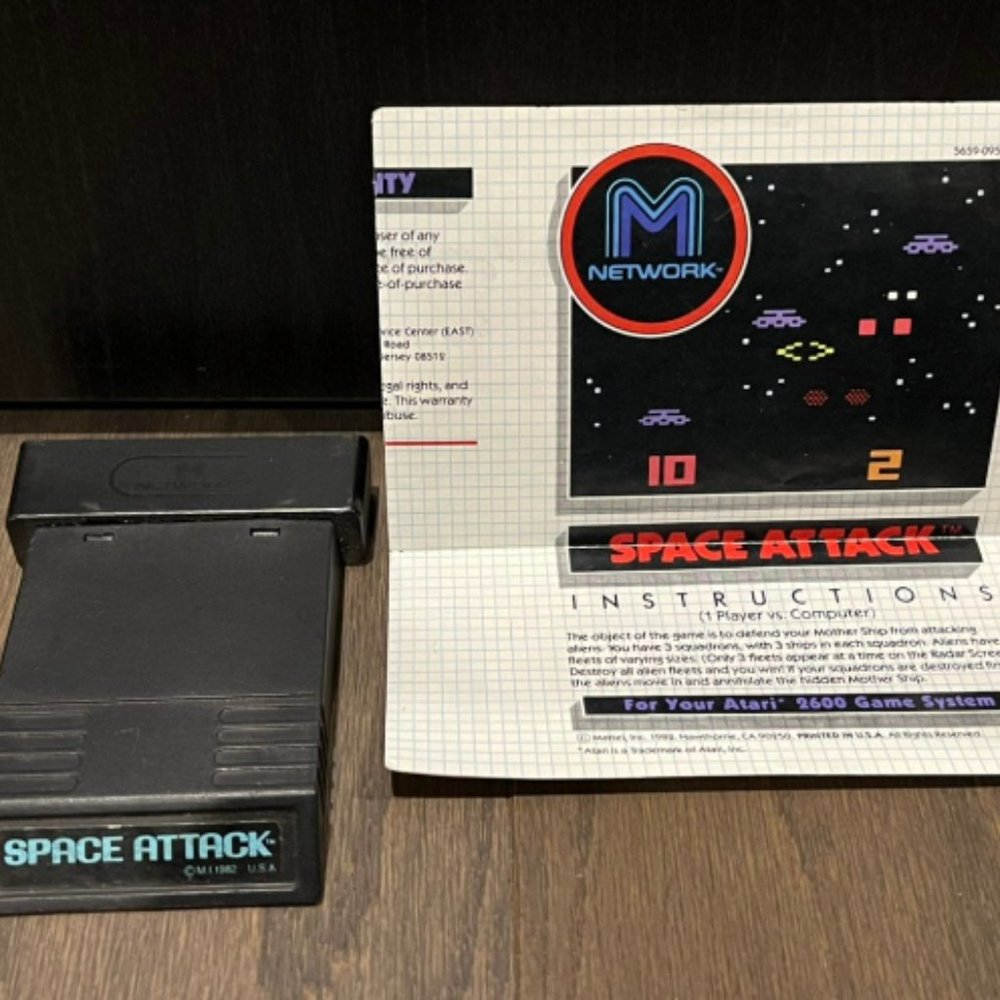 Space Attack (Atari 2600 / M Network) - Game Cartridge & Fold-Out Instructions